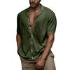 Men's Casual Short Sleeve Shirt Button Down Lightweight Breathable Textured Fabric Relaxed Fit Summer Shirt