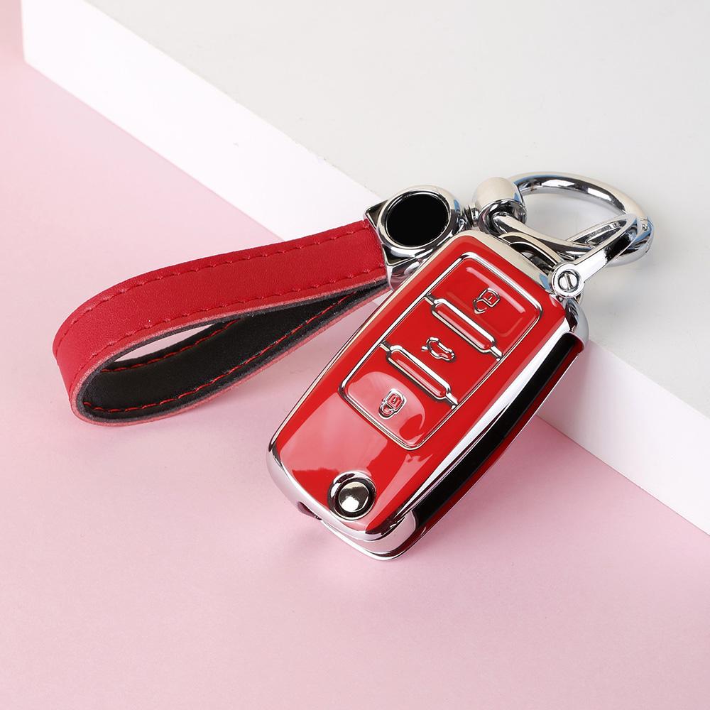 Car Key Cover Case Holder Keychain For Vw Volkswagen Polo Golf Passat Beetle Caddy T5 Up Eos Tiguan Jetta For Skoda Octavia A5
