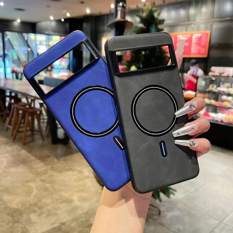 Pro Google Pixel 9 Pro XL kožené bezdrátové nabíjecí pouzdro z ovčí kůže Pro Pixel 8A 7A 7 Pro Měkký TPU kryt objektivu odolný proti nárazům