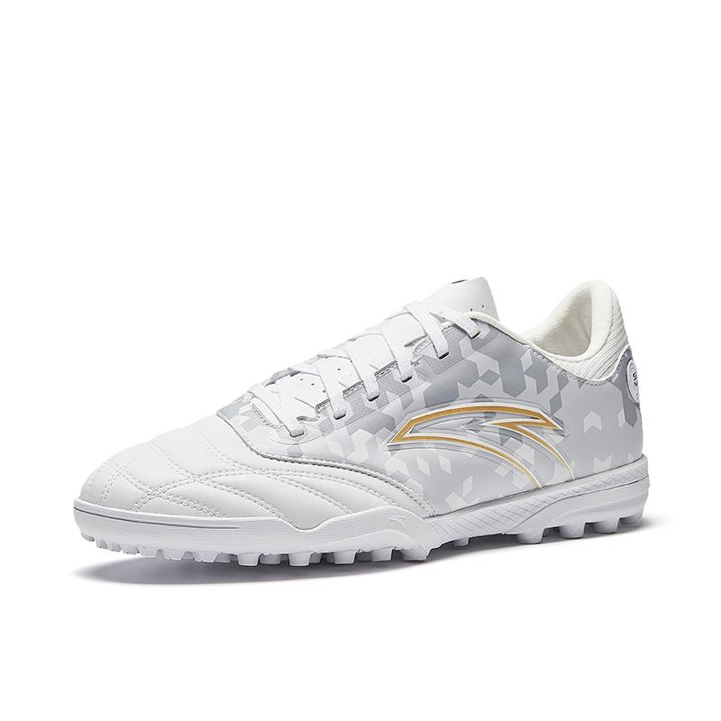 Anta Professional Training TF (Rubber Studs) Non-Slip Durable Football Shoes Men Football Shoes White Gray 412511121-1