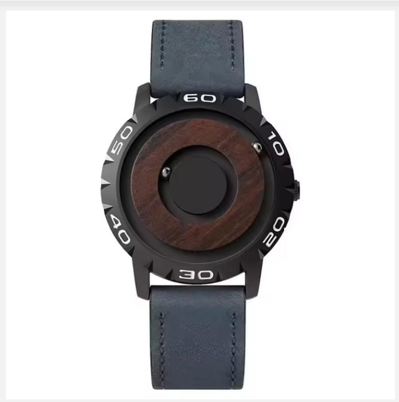 Магнитные Деревянные Часы Мужские Кварцевые Наручные Часы EUTOUR Повседневные Простые Мужские Часы Водонепроницаемые Часы с Деревянным Ремешком для Мужчин