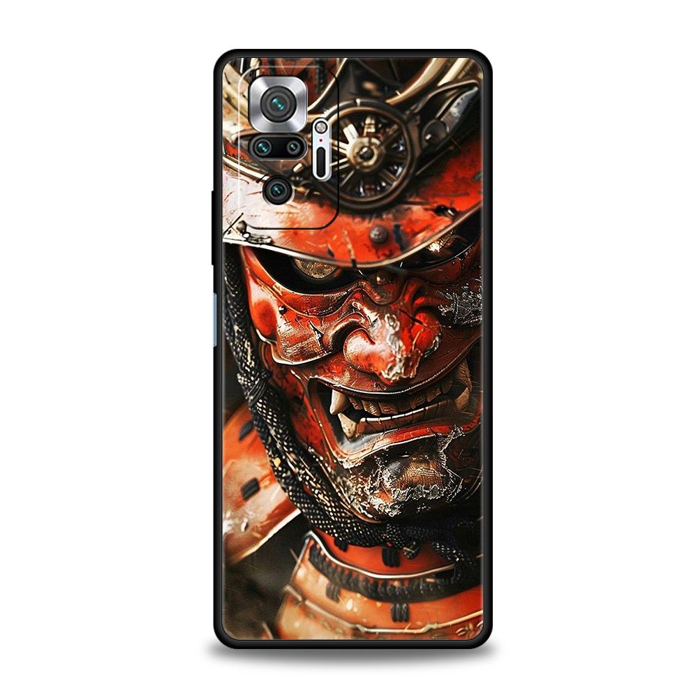 

Чехол для телефона Cover для Redmi 14C 13C 10C Note 14 13 12 10 11 K40 K50 Gaming Pro Plus 5G Мягкий ТПУ Корпус Япония Лицо Призрака Самурай Note 13 5G