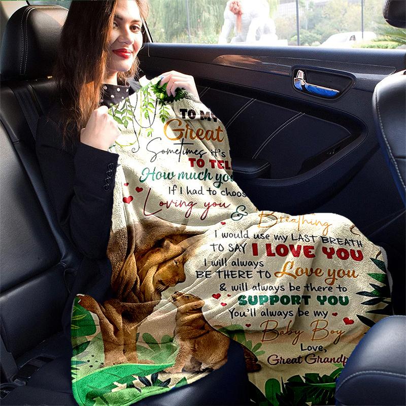 1pc Home Decor Lion Love Great Grandpa Gift Blanket Perfect for Couch, Bed, Travel .W096