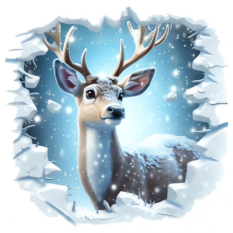 2025 Christmas Waterproof Removable Deer Wall Sticker for Bathroom Decoration