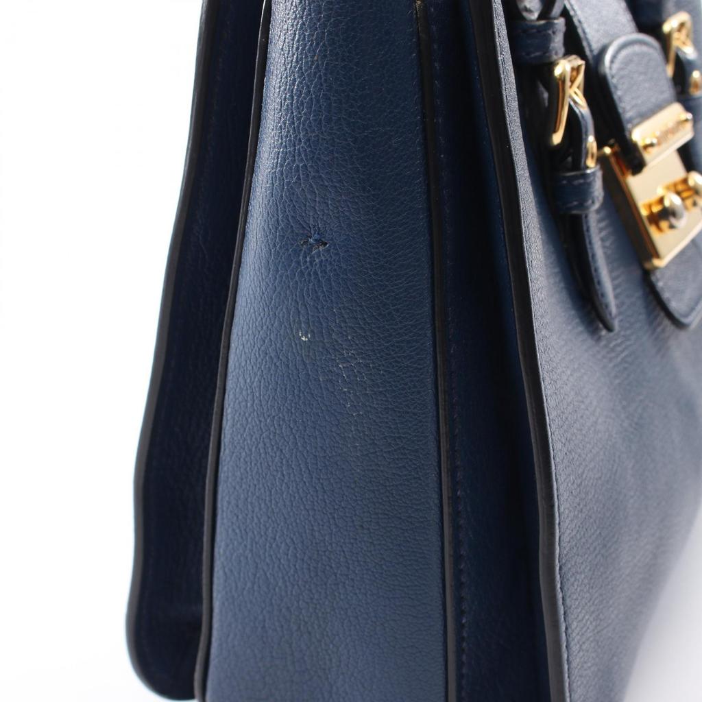 Used Miu Miu MADRAS 2WAY Handbag RN0799 leather Blue Used Women