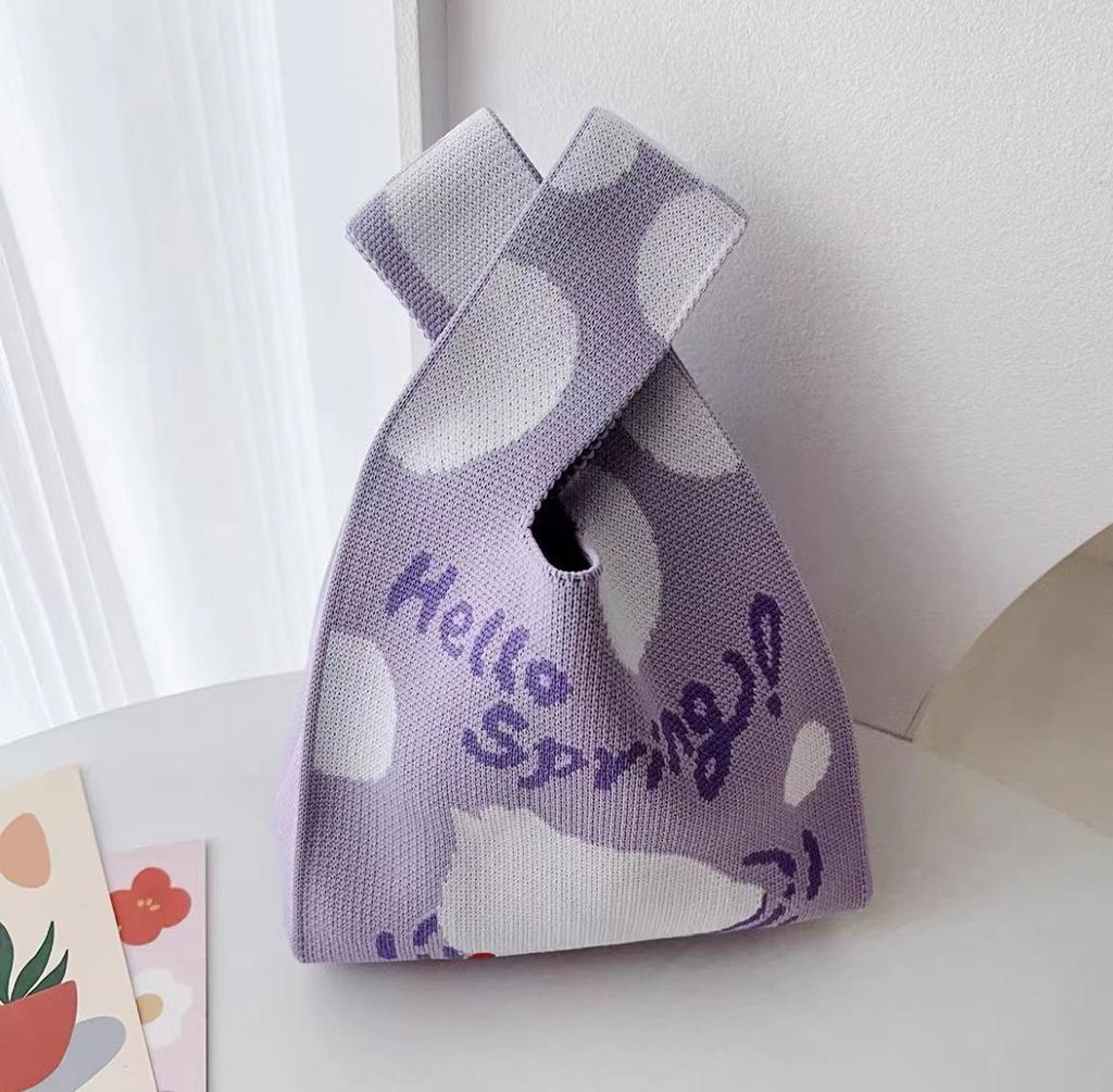 Versatile Sweet Potato Small Knitted Wrist Tote Bag