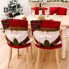 Christmas Chair Cover Cartoon Santa Claus/Snowman/Reindeer Chair Slipcover Holiday Stool Seat Cover for Dining Room Decoration