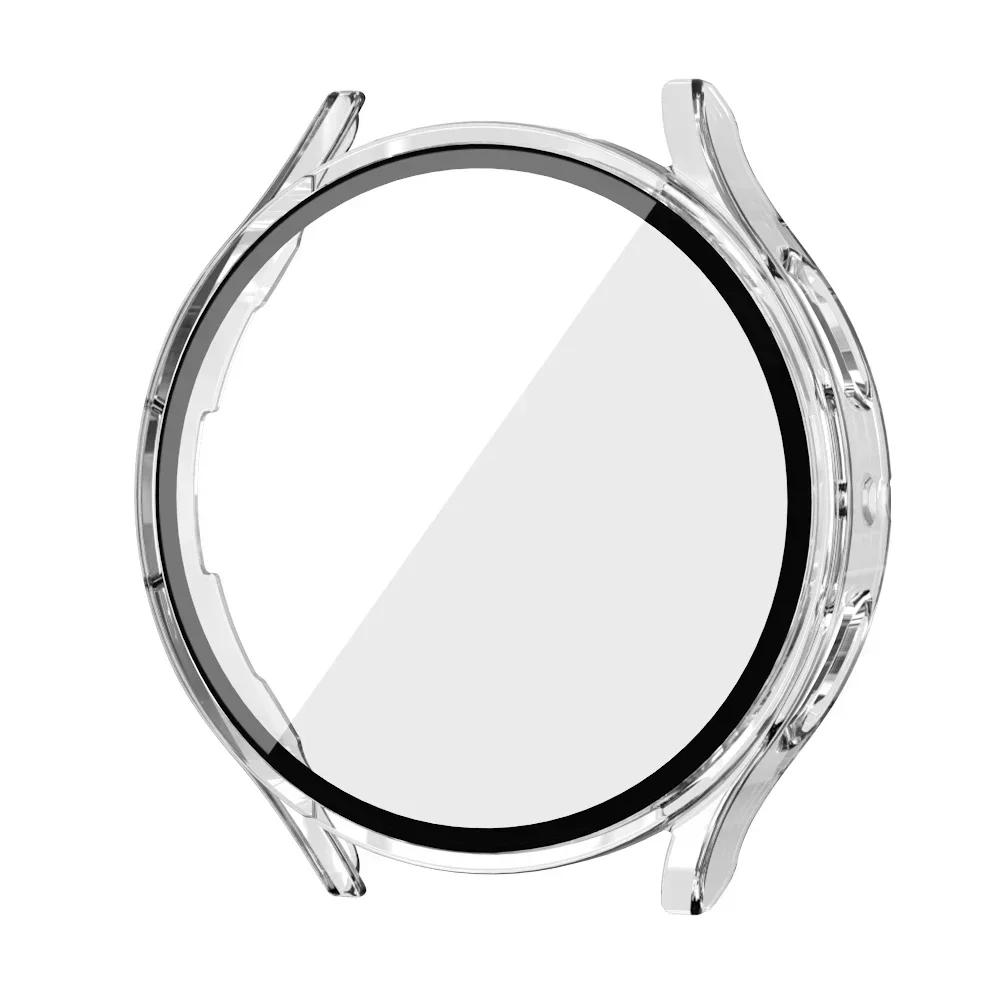 Tempered Glass+ PC Cover for Samsung Galaxy Watch 7 6 5 4 44mm 40mm All Coverage Protective Bumper Case Galaxy Watch Accessories