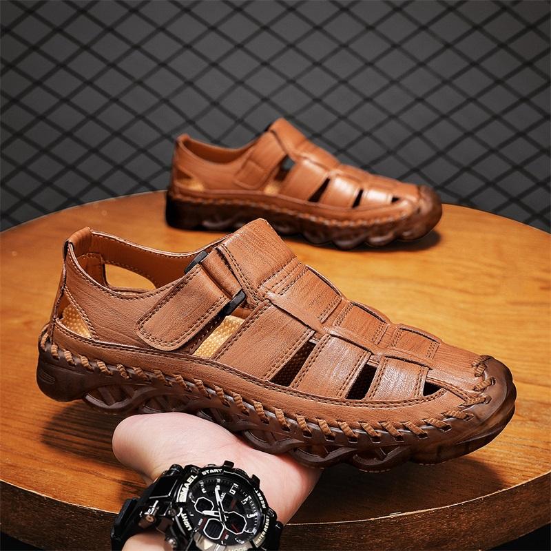 Fashion Fashion Leisure Holiday Sandals for Men Lightweight Summer Shoes New Outdoor Beach Shoes Anti-collision Toe Casual Roma Flats