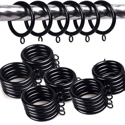 30pcs Black Curtain Ring with Ear Loop Easy To Use 1.25 Inch Metal Shower Curtain Hooks Door Curtain Hanging Ring Bathroom