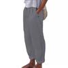 Cotton and Linen Solid Color Rolled Hem Casual Pants with Customizable Patterns