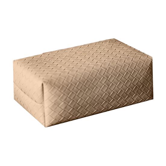 Yousheng PU Leather Tissue Box, with Smooth Paper Outlet Opening, Soft Rounded Weaving Surface Tissue Holder for Home