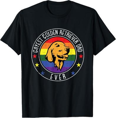 Golden Retriever Dad LGBT-Q Pan-sexual Pride Dog Lover Ally T-Shirt