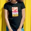 SummerWomensShortSleeve CottonTShirt Hangontoyour dreamsLandscapePrint for OutdoorAdventuresYoung WomenwithanInspiringStyle