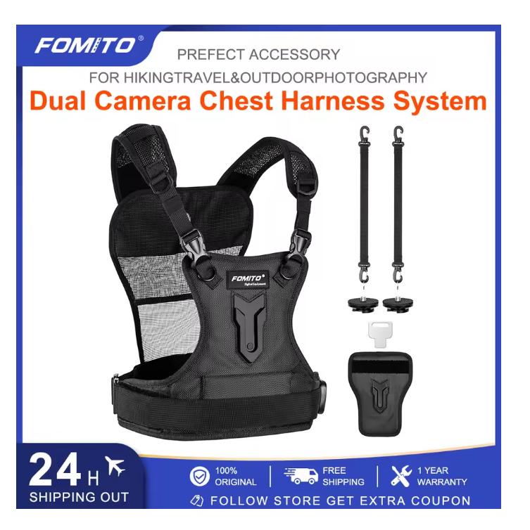 Doppelkamera-Geschirr Multi-Trage-Brustwesten-System mit Seitenholster für Canon Nikon Sony Olympus DSLR-Kamera