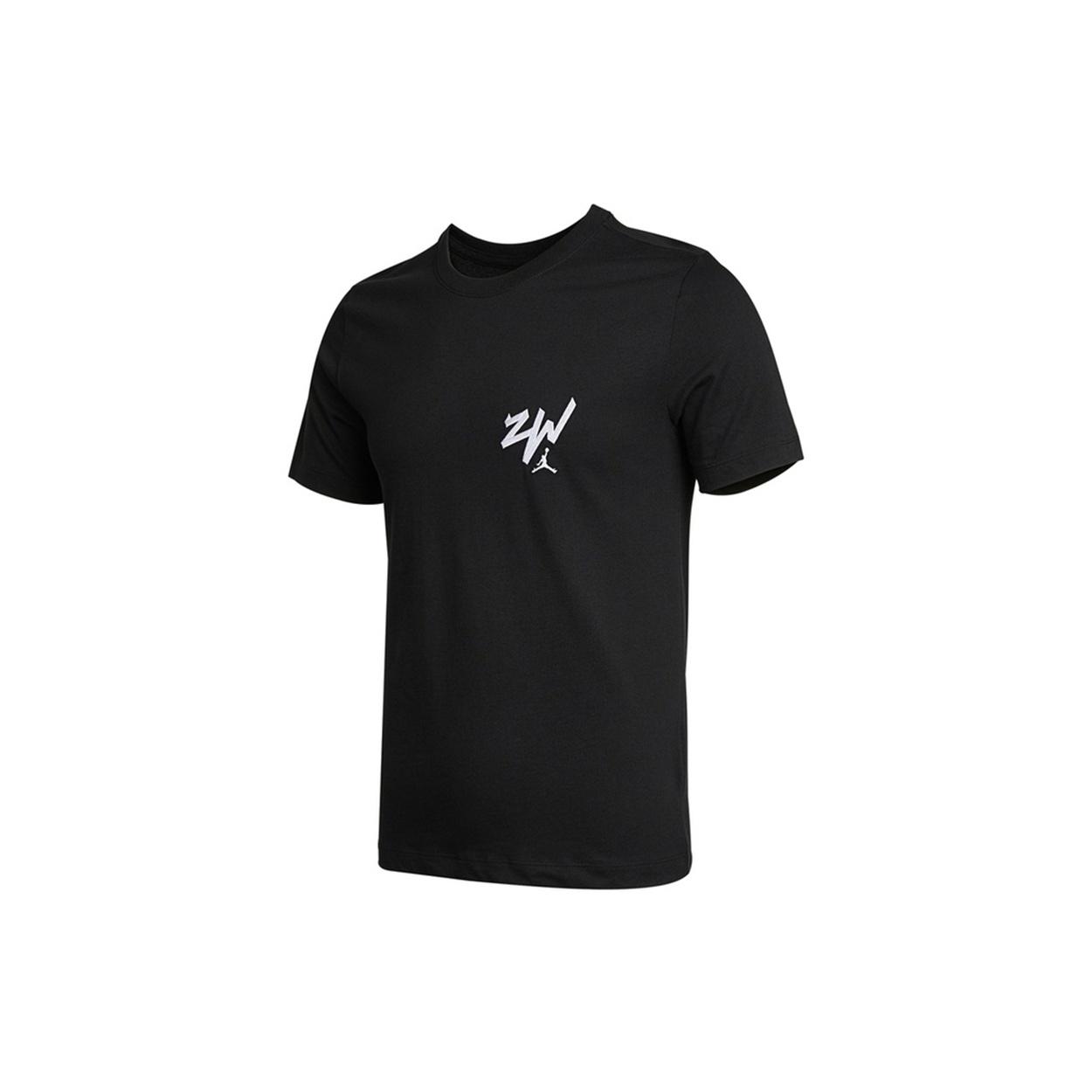 Air Jordan J Zion Ss Tee Alphabet Pattern Round Neck Sports Short Sleeve Black Men s DM4032-010 S