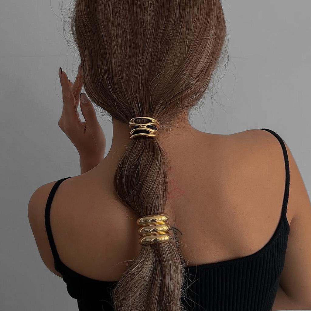 2025 New Hollow Curved Hair Band Summer Versatile High-end Sense Headrope Hair Tie Hair Ponytail Hair Accessories
