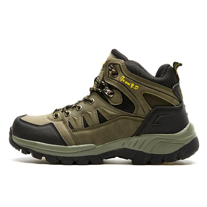 Autumn and Winter New High-top Leather Sneakers Men's Lightweight Mountaineering Boots Couple Large-size Outdoor Hiking Shoes Travel Shoes