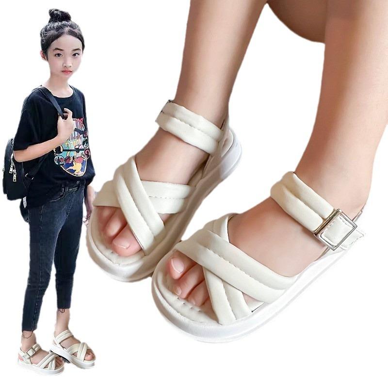 Girls Summer Flat Sandals Princess Shoes Versatile Stylish Beach Shoes Wading Shoes