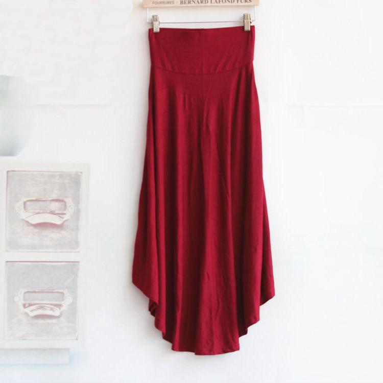 

Юбка миди А-силуэта с высокой талией в корейском стиле для женщин One Size вино красного