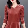 Tops Women's Autumn and Winter Warm Comfortable V-Neck   Shirt Long Sleeve T-shirt Loose Casual Pullover Top