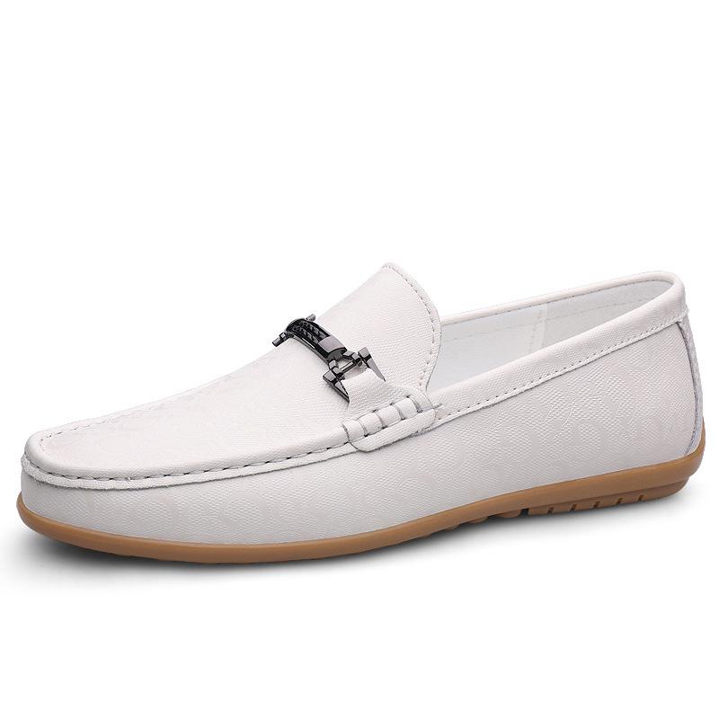 

252 Мужская и женская обувь Doudou На одной педали Плоская подошва Кожаная обувь Повседневная обувь Весенние Низкие Топы Ноги Поверхность из Коровьей Кожи Одиночные Туфли 36 белый