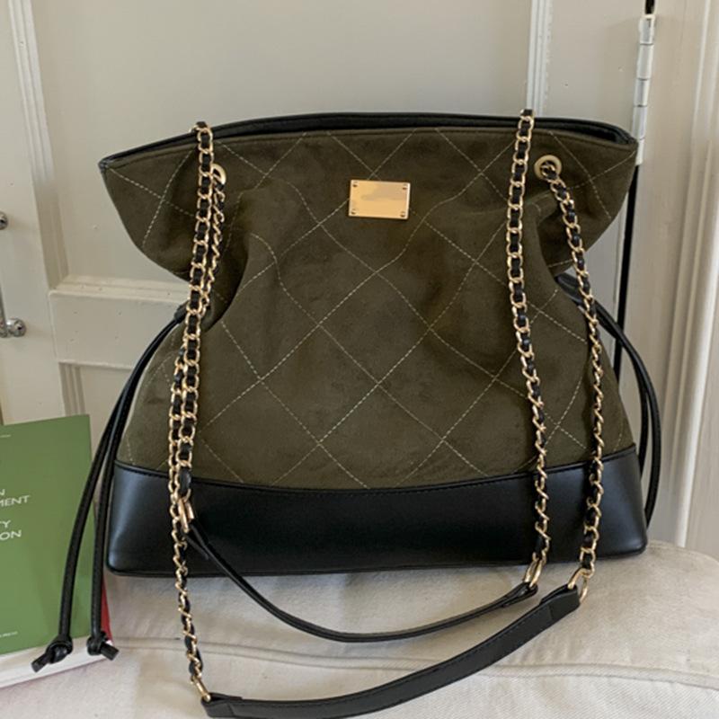 Retro High-value Diamond Chain Bag Women's New Autumn Simple Bucket Bag Large-capacity Shoulder Bag