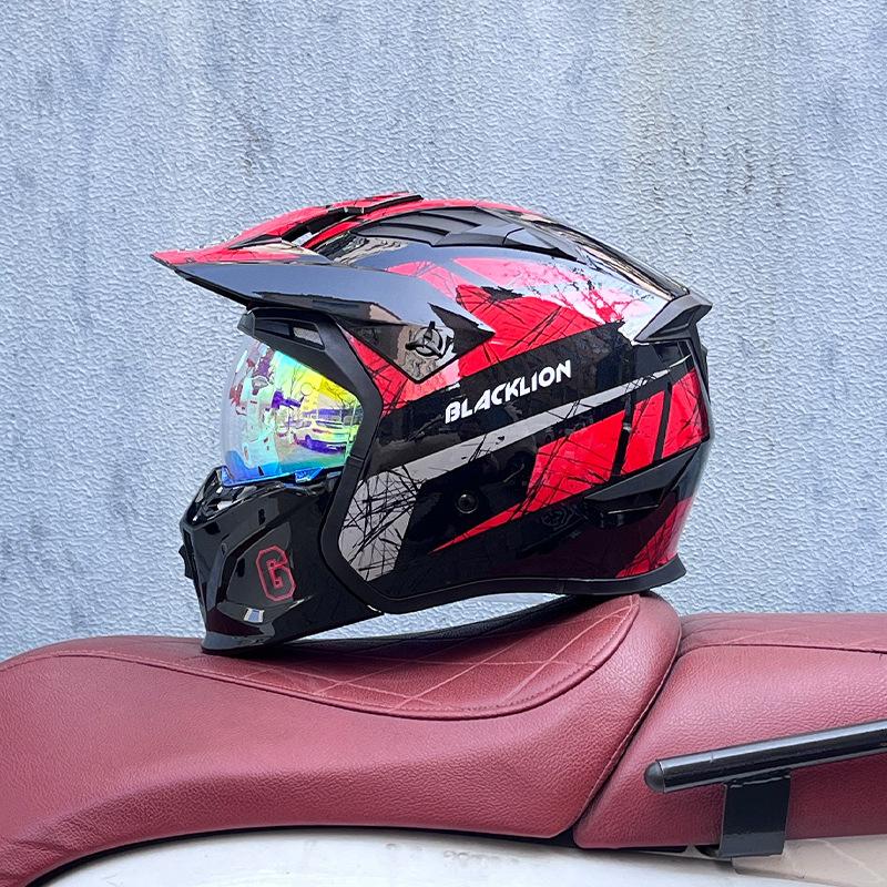 Street Fighter Motorcycle Helmet Men's and Women's Full Helmet Four Seasons Locomotive Retro Detachable Combination Helmet