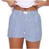 Shorts für Damen Teenager-Mädchen Elastischer Bund zum Überziehen Rot Blau Kariert Shorts Outfit Lässig Lounge Sommer-Shorts