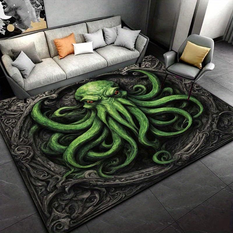 Mystical Cthulhu Rug for Gothic Interiors | Tentacle Monster Carpet with Dark Fantasy Design | Unique Horror Themed Decor 50x80cm