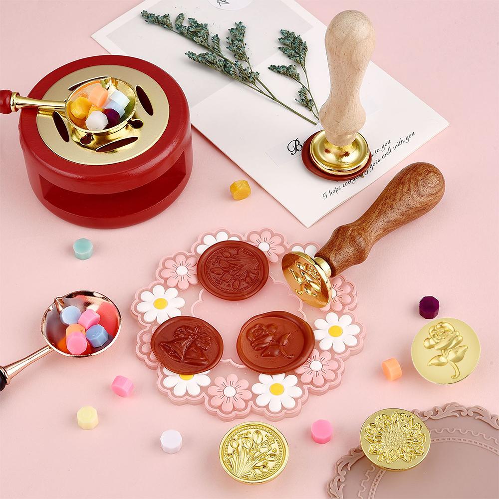 Handgefertigter Custom Rosen Tulpen Wachssiegelstempel Vintage Bastelstempelstempelkopf Karte Umschlag Hochzeitseinladung Geschenkverpackung Scrapbooking