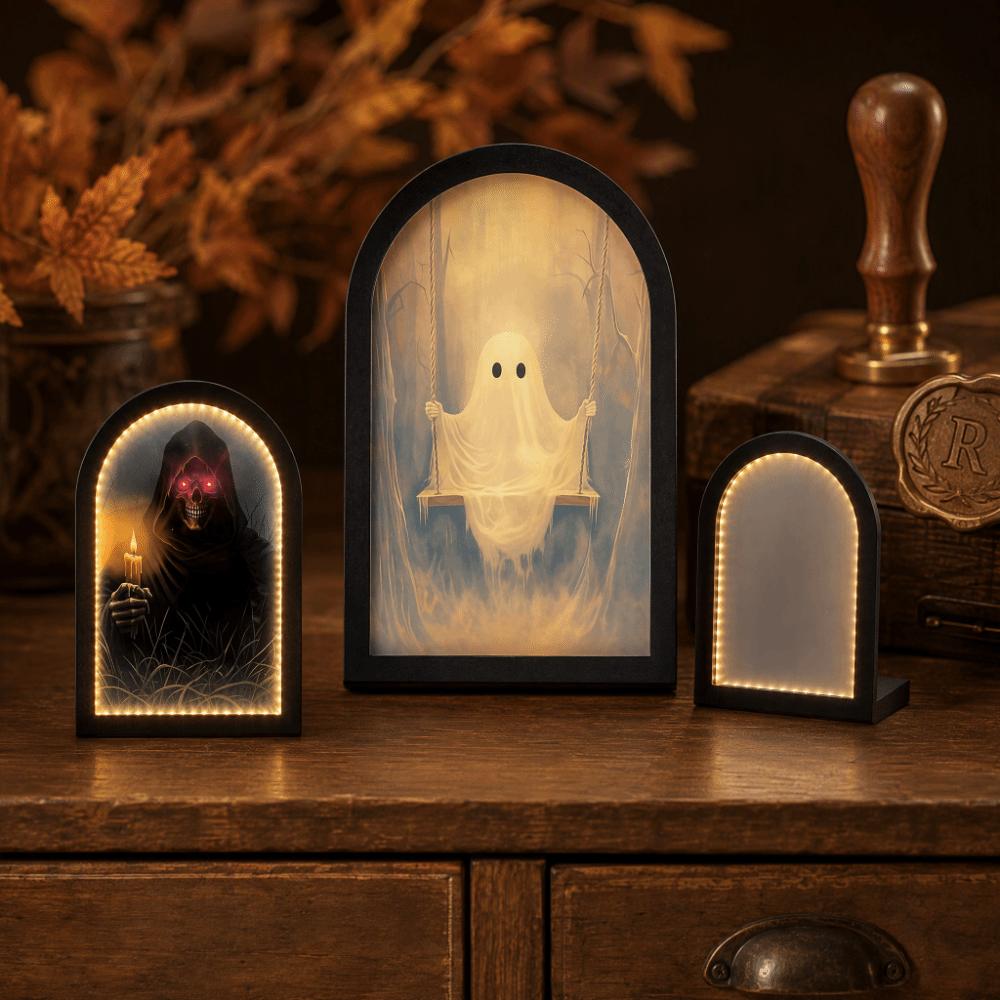 Beleuchteter leuchtender Geisterspiegel Geisterförmiger LED-Wandspiegel Gothic Horror