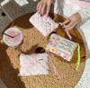 Fashion  Sanitary Napkin Storage Bags Small Cosmetic Bags Flower Pattern Zipper Coin Purses Lady Girls MakeUp Bag Key Money Bags
