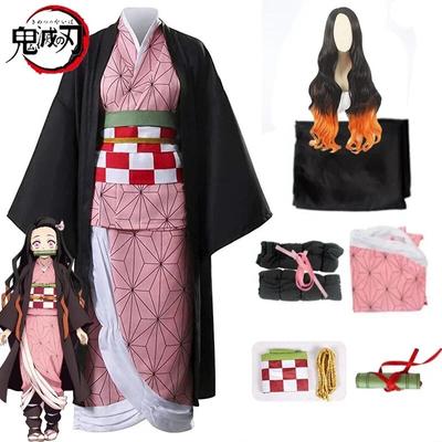 Kamado Nezuko Cosplay Anime Demon Slayer Kimetsu No Yaiba Nezuko Cosplay Costume Περούκα Nezuko Demon Slayer Κοστούμια Kimono Women
