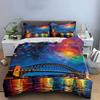 Bridge, Colorful Sky, Reflection. Bedding Sets Duvet Cover Sets Duvet Covers Pillowcases(1 * Duvet Cover 2 * Pillowcases Without Duvet Insert)