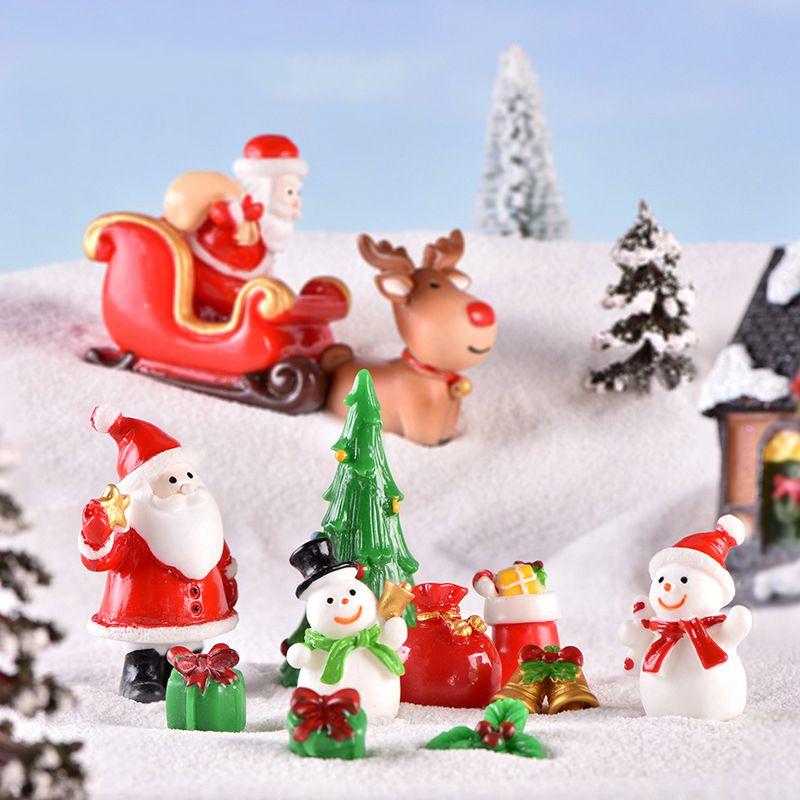 Santa Mini Christmas Claus Snowman Micro Landscape Miniatures Ornament Figurines