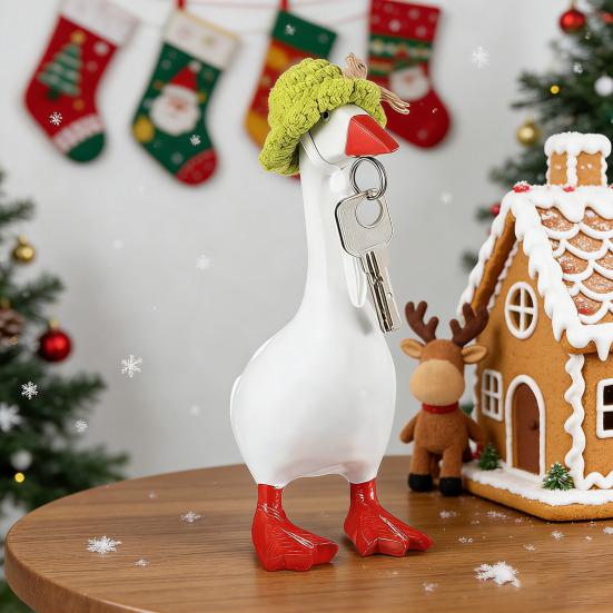 6/8 Stück Gänse-Statue Mini Strickmütze mit Verstellbarem Riemen Desktop Gans Häkelmütze Kopfbedeckung