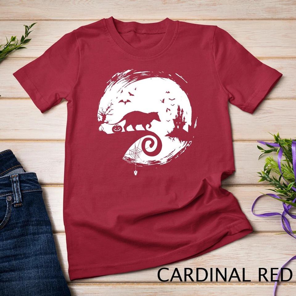 Opossum Halloween Costume Moon Silhouette Creepy Horror T-Shirt Unisex T-shirt 2 2XL