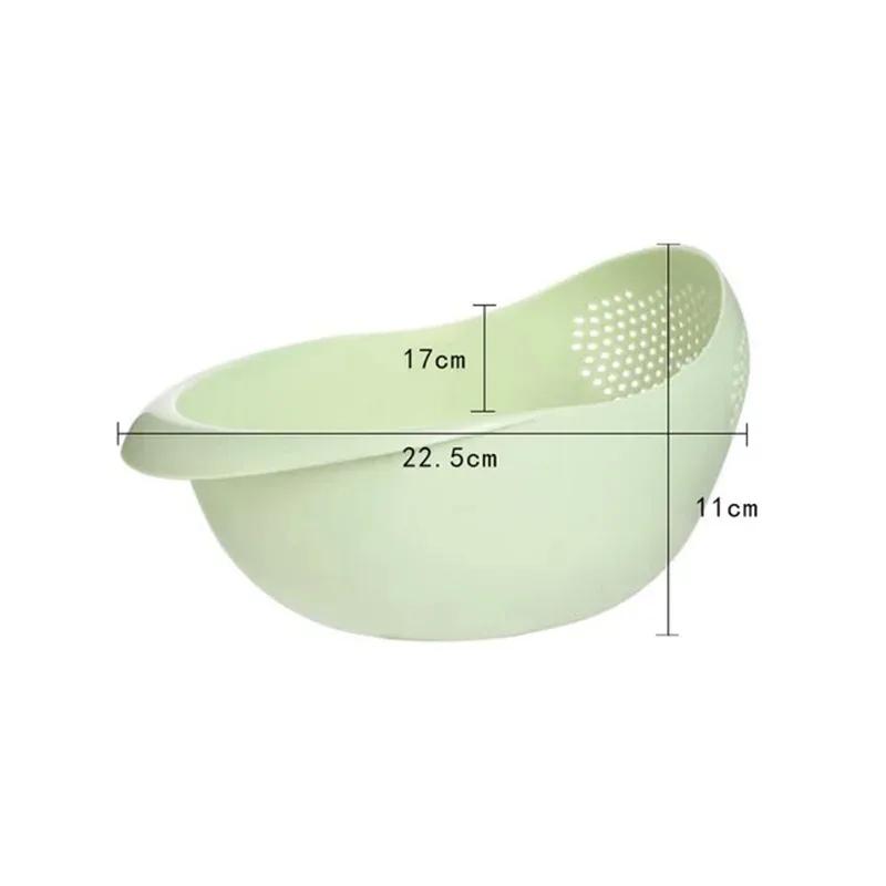 1pc 2-in-1 Plastic Colander Strainer for Rice, Veggies, Beans – Kitchen Drain Basket with Handles, Fruit Washer & Sink Strainer
