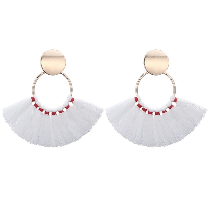 Fashion Gold Color Metal Tassel Earrings For Women Vintage Big Statement Bohemian Earrings Rope Cotton Fringe Drop Zircon Gift