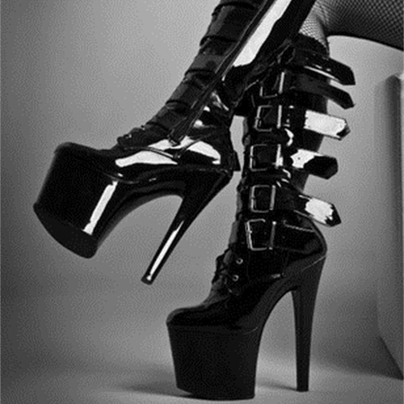 Fashion 26cm High Heel Waterproof Platform Boots Sexy Pole Dancing Boots All-in-one Evening Dress Shoes High Heel Boots