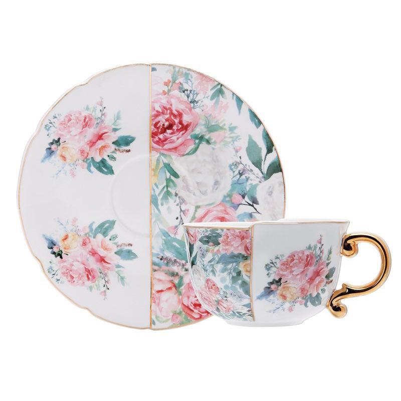 European Blue Gold Porcelain Coffee Cup Saucer Set Vintage Luxury Tea Set Export