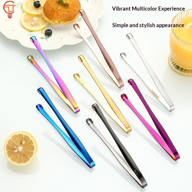 3pcs Stainless Steel Ice Clamp Thick Anti Slip Ice Clip Fruit Coffee Cube Sugar Clip Toothed Food Clip Kitchen Accessories