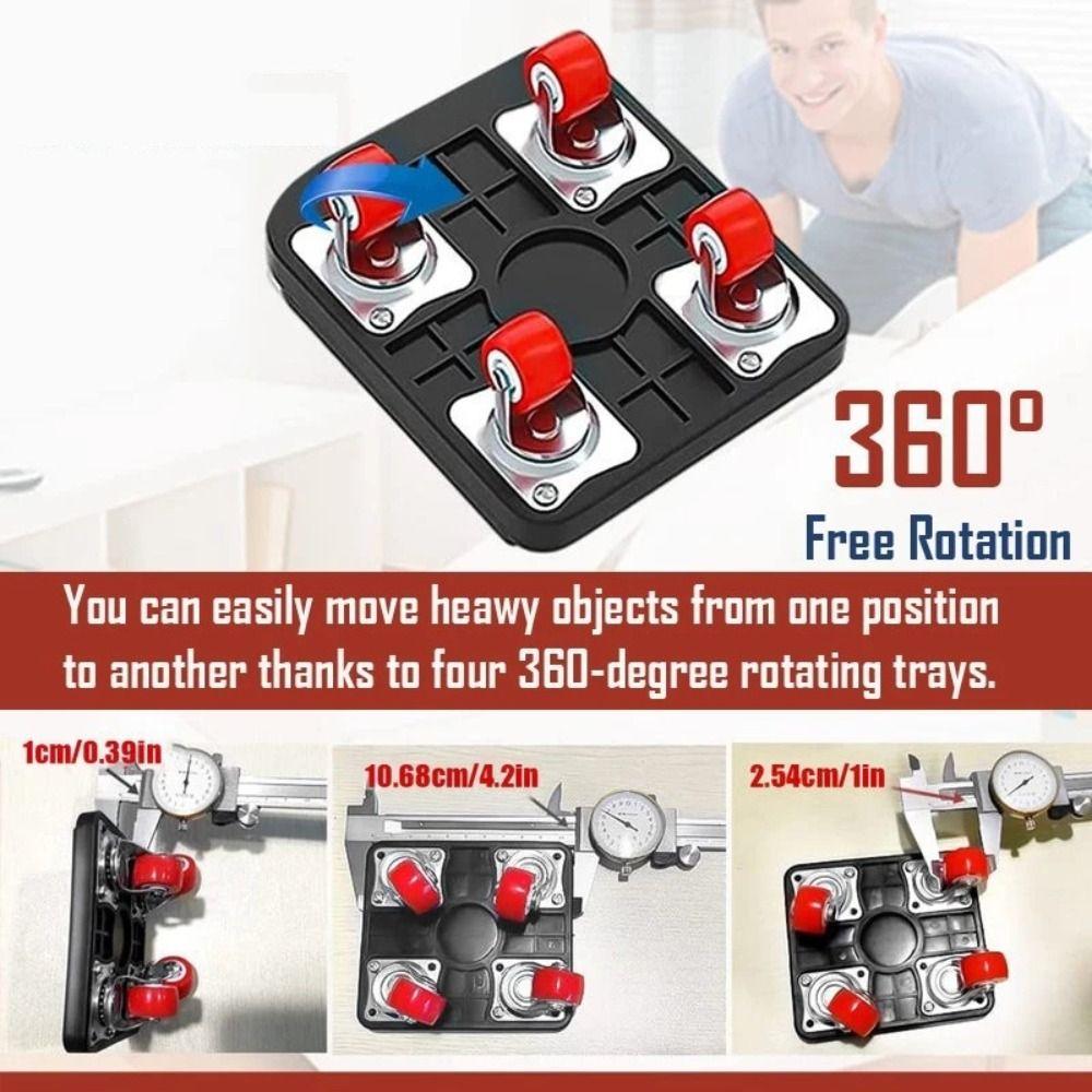 5Pcs 360° Wheels Furniture Lifter Set Heavy Duty Appliance Slider  Carpet Relocation