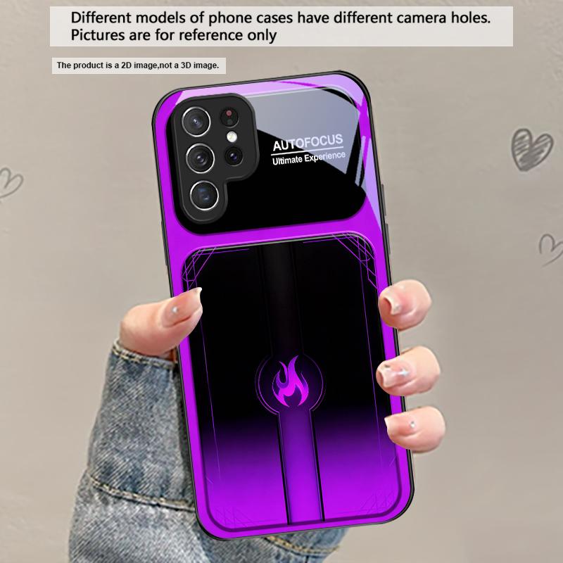 

Dazzling purple flames For Samsung Galaxy S20 S21 S22 S23 Plus S24 FE S25 Ultra S26 Edge S25+ 20+ 22+ 24+ Black Glass Phone Case Galaxy S26