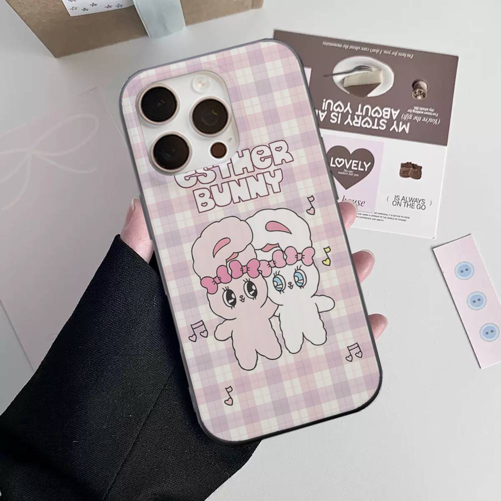 Cute Cartoon Esthers Bunny Phone Case For IPhone 17 16 15 14 13 12 11 Corrugated Frosted Soft Cover Anti-Slip