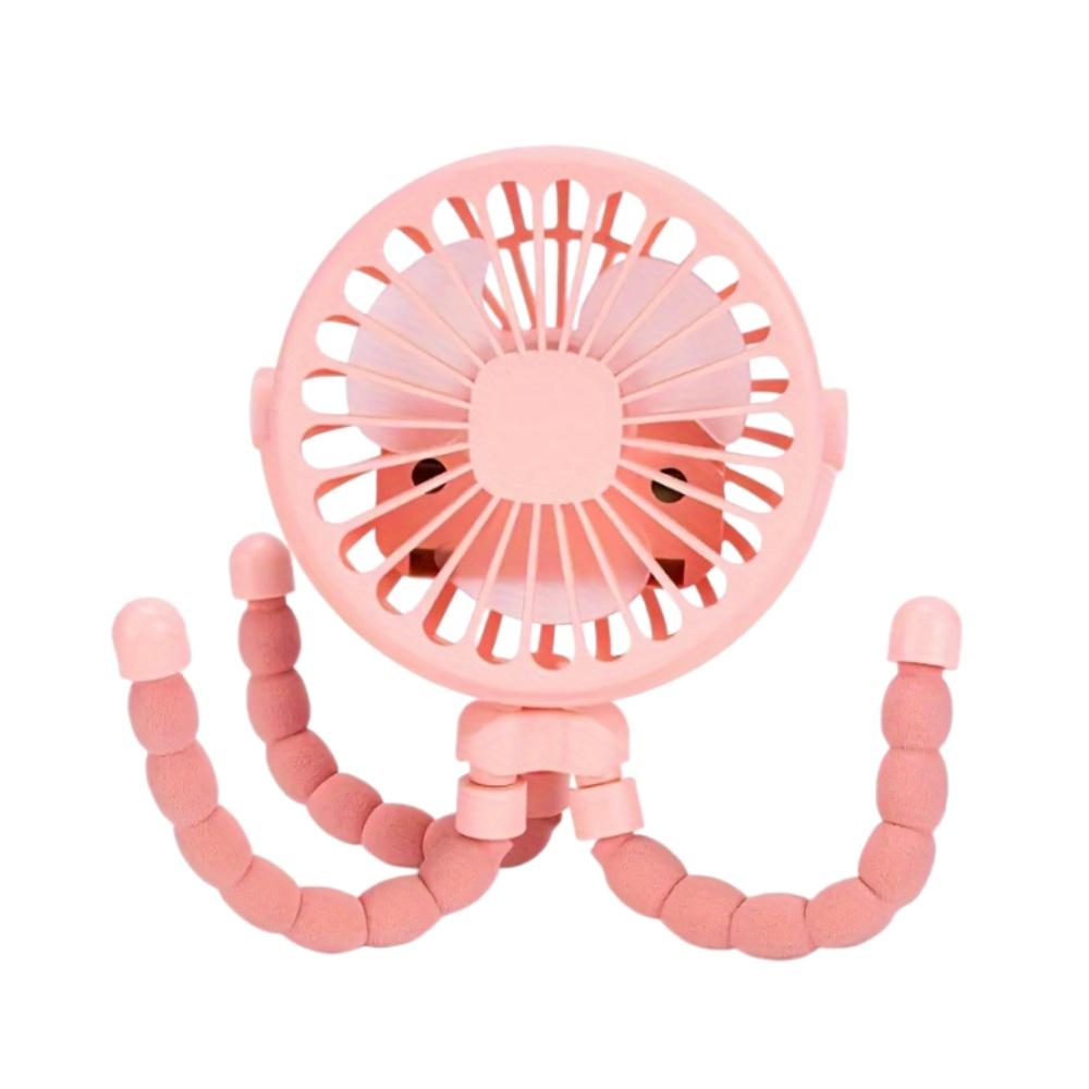 Portable Flexible Tripod Fan USB Rechargeable Mini Octopus Fan Ultra Quiet for Stroller Car Seat Travel Handheld 3-speed Fan