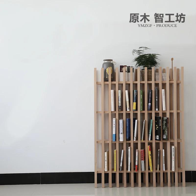 RWJ Log Zhigongfang Wood Bar Bookshelf Partition Screens Shelf Decoration