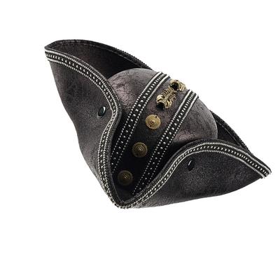 Brown PU Leather Pirate Hat For Women and Men Tricorn Pirate Hat For LARP Cosplays Costume Accessories
