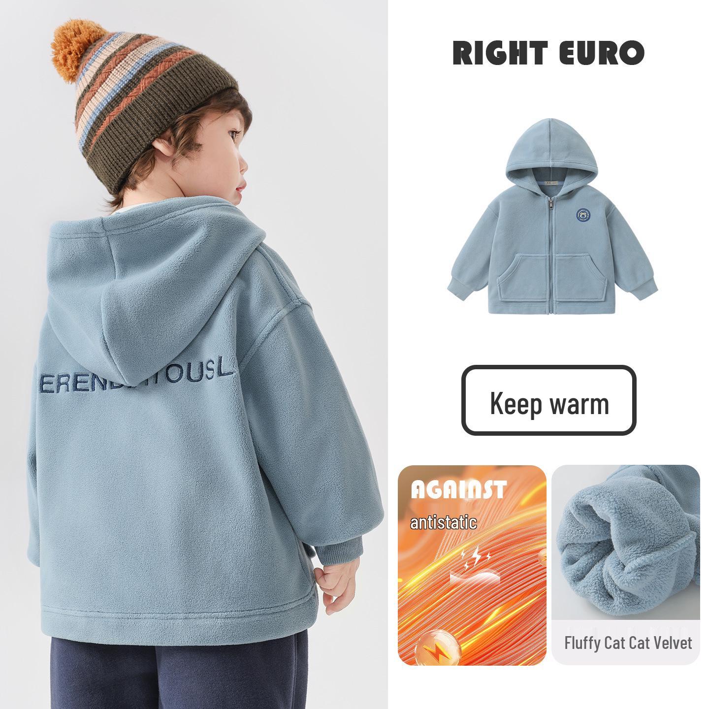 European Child s Hooded Anti-static Warm Cat Fur Jacket for Autumn/Winter 2025 100 cm